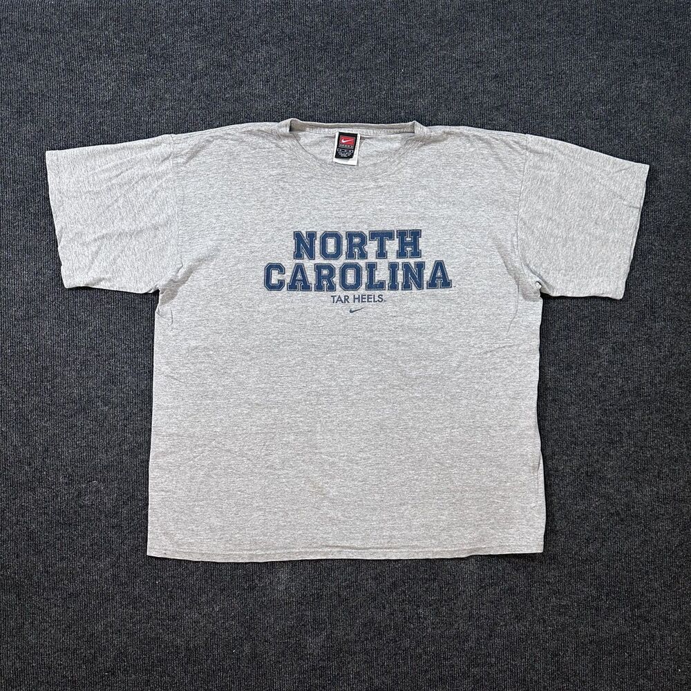 Vintage 90s Nike Team UNC Tar Heels Center Swoosh Gray Mens XL T-Shirt